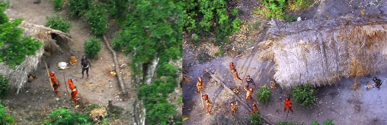 Uncontacted primitive tribe living in Brazilian rain forest photographed in 2010 